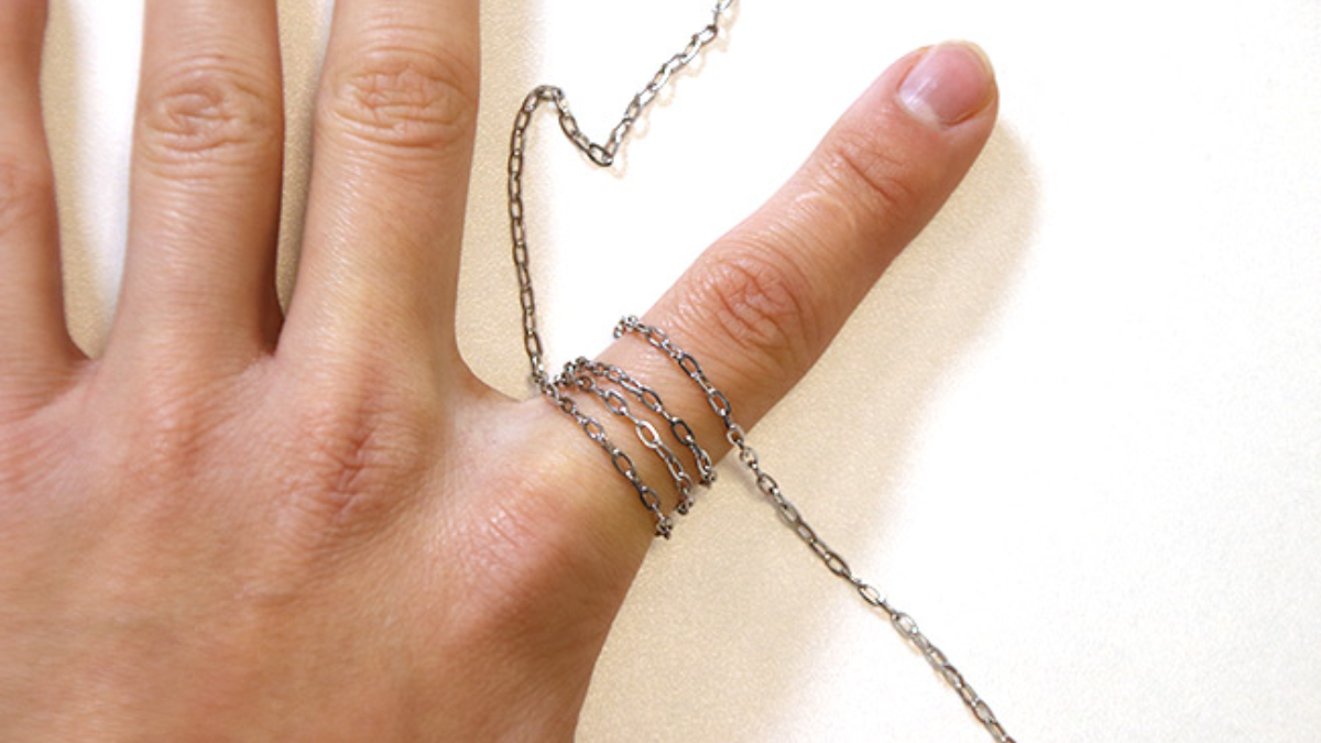 Stainless steel multi-row chain ring and charm : Step 1