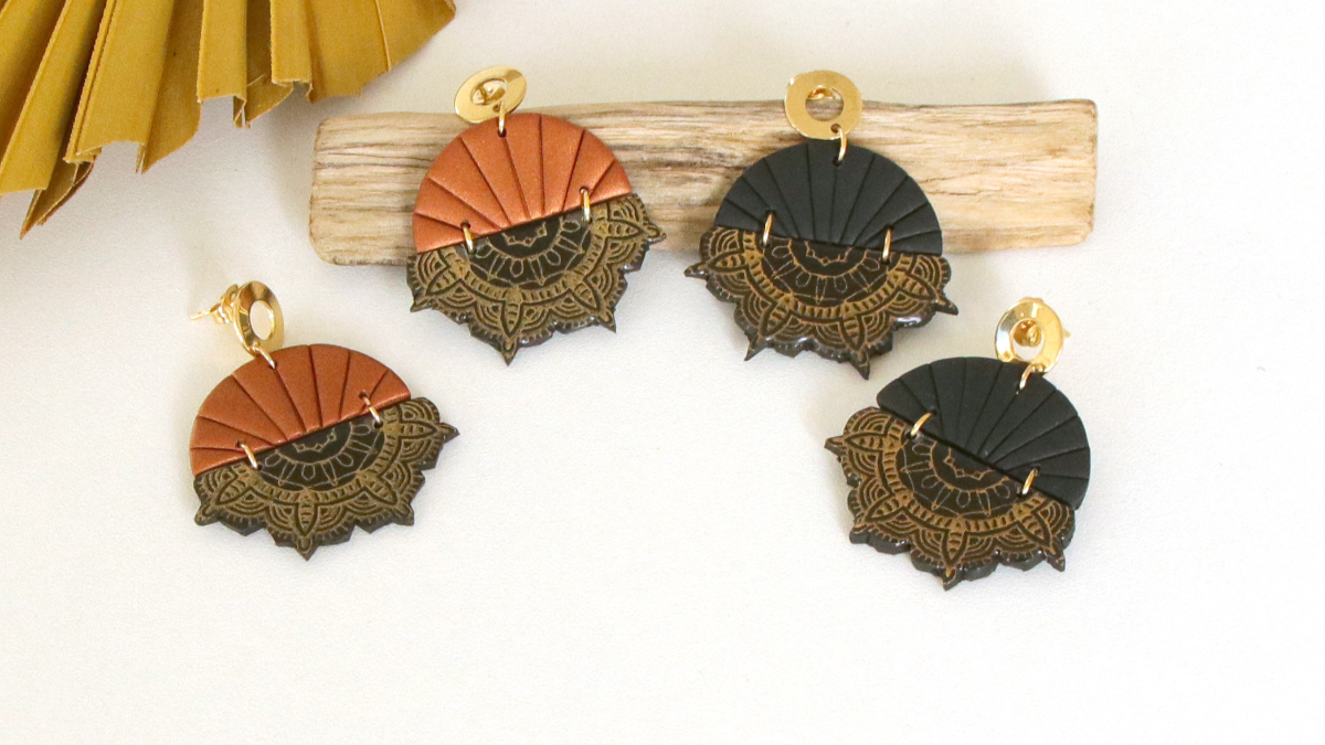 Ethnic and refined polymer clay earrings