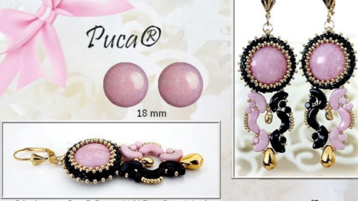 Jin earrings with Arcos and Minos beads and cabochon by Puca
