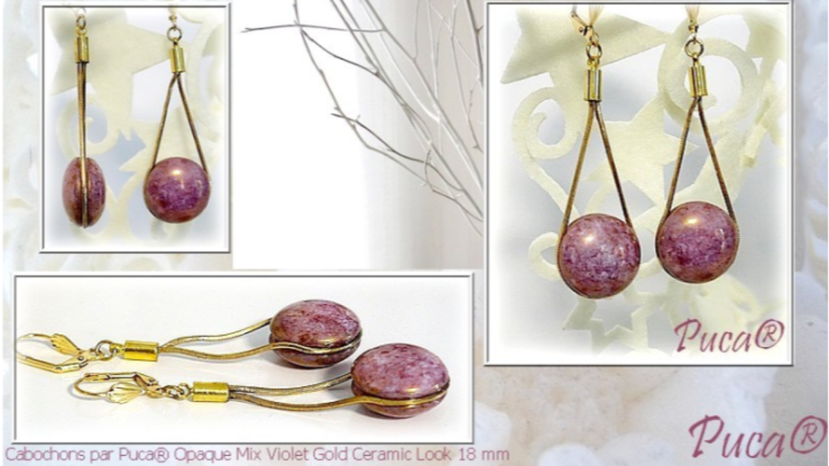 Schema  Lya pendant earrings with cabochon by Puca