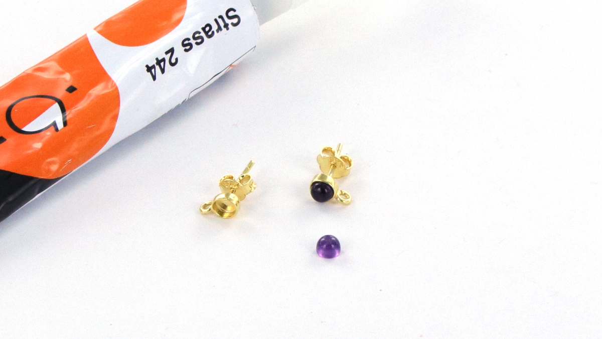 DIY dangling earrings with amethyst gemstones : Step 4