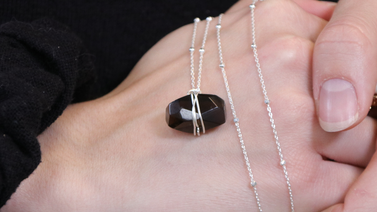 925 Sterling Silver Ball Chain Necklace with Gemstone Pendant