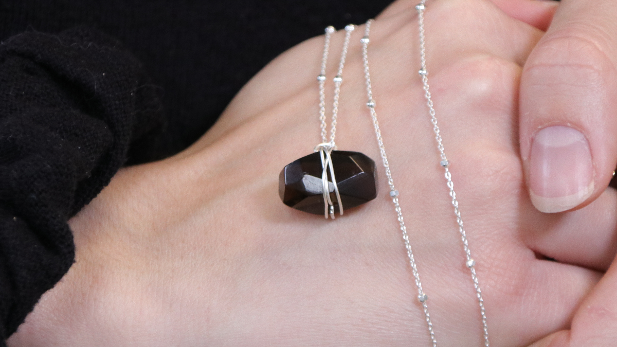 Schema  925 Sterling Silver Ball Chain Necklace with Gemstone Pendant