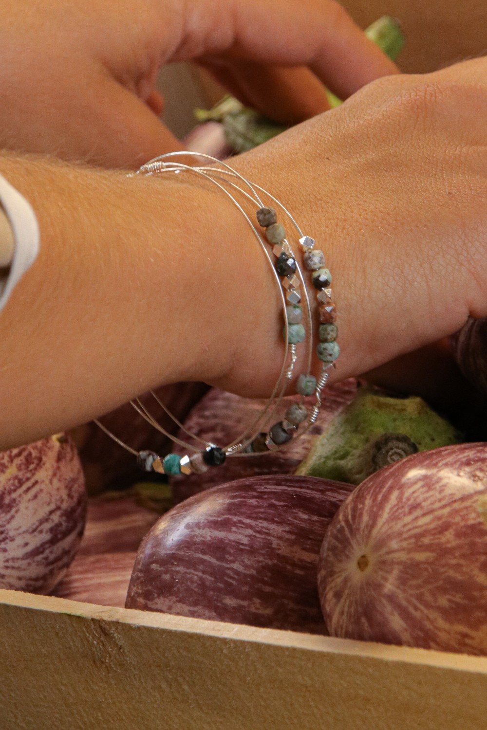 Schema  925 Sterling Silver Weekly Bracelet with Gemstones - African Turquoise and Howlite