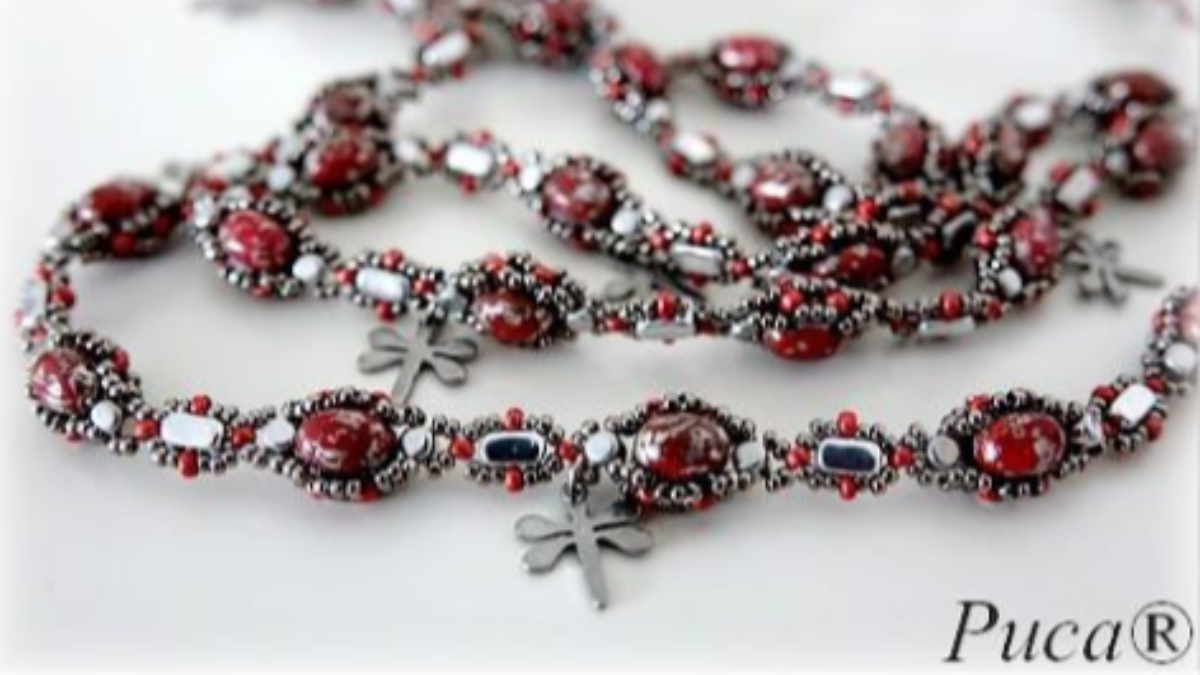 Schema  Dragonfly necklace with glass beads Samos by Puca