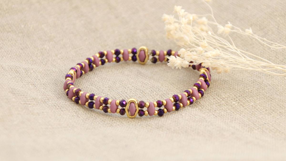 SuperDuo Elastic Bead Bracelet with Halo Beads