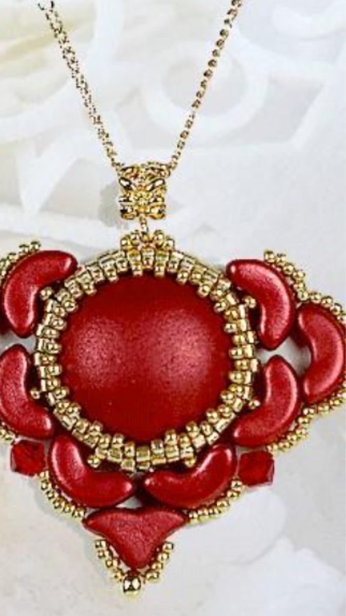 Schema  Arcos, Helios and cabochons glass beads I love you pendant by Puca