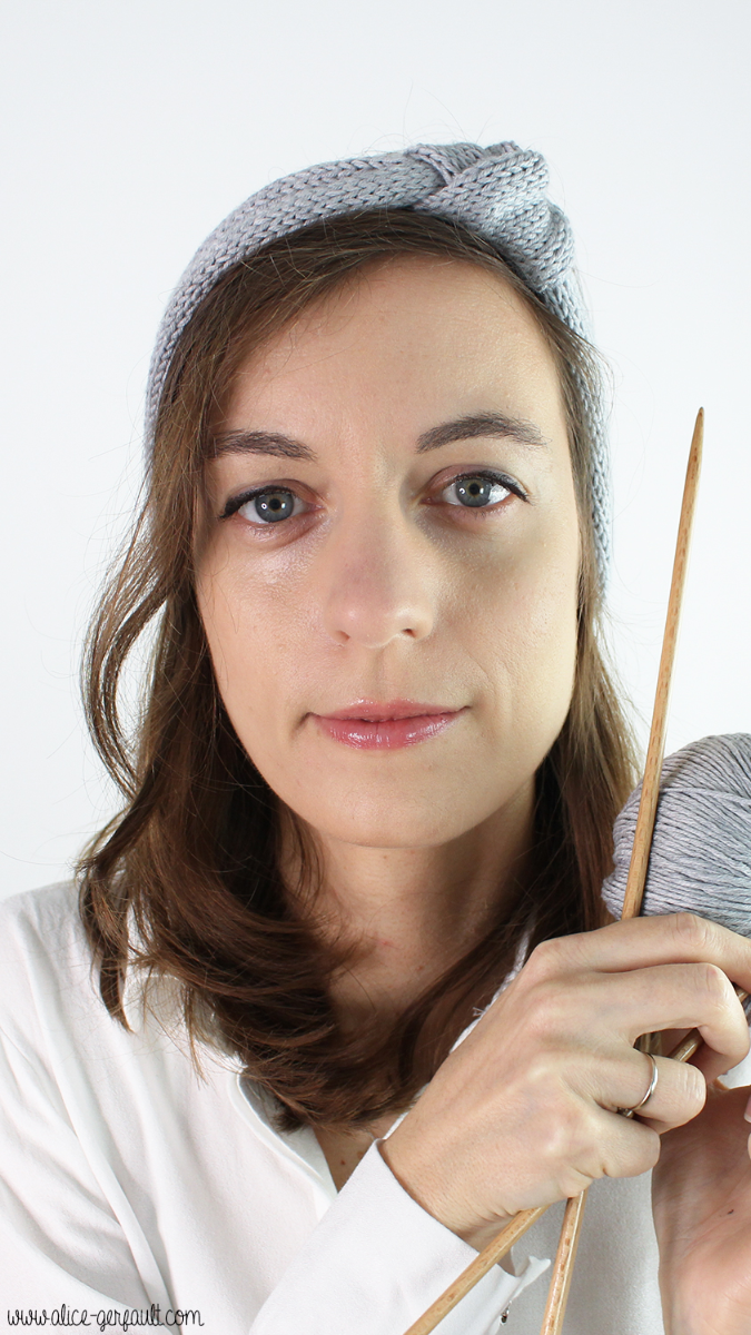 DIY Tricot débutant - Headband in Merino wool jersey stitch and foam stitch knitwear