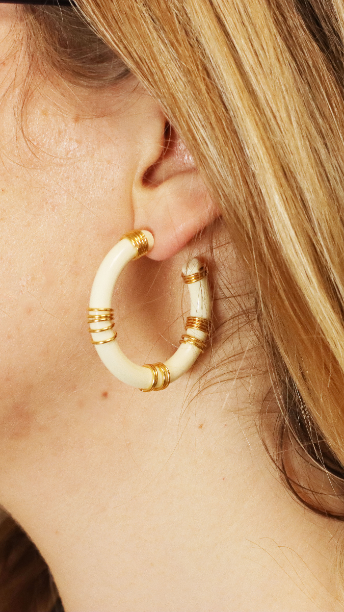 Schema  Resin Creole earrings with gold rings