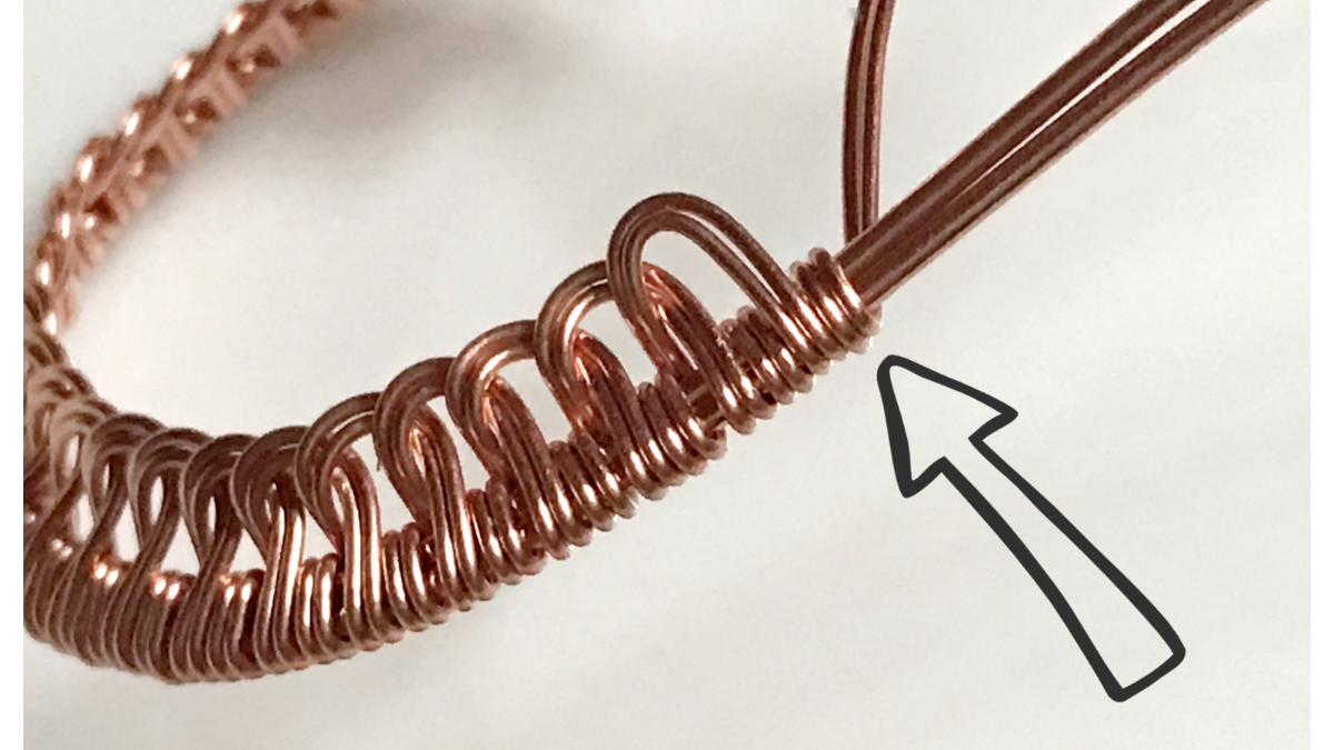 Wire wrapped pendant with gemstone cabochon and copper wire : Step 26