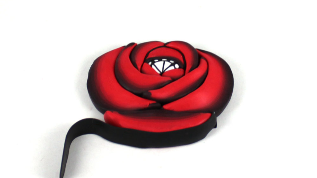 Pink cane polymer clay earrings : Step 15