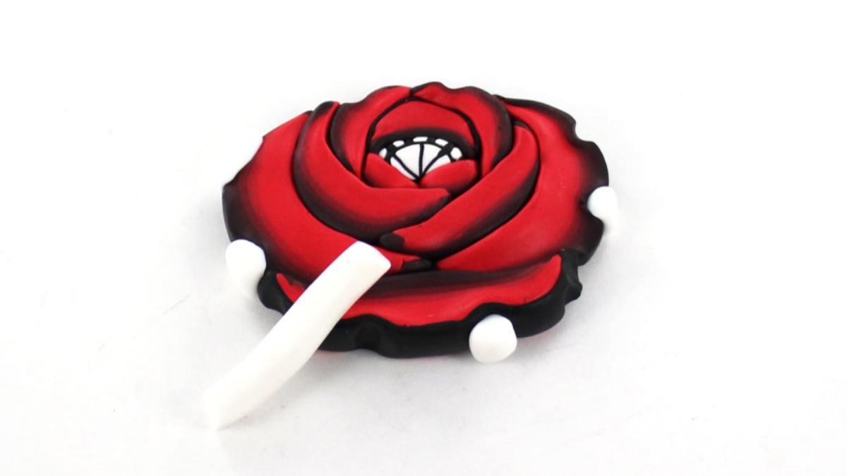 Pink cane polymer clay earrings : Step 16