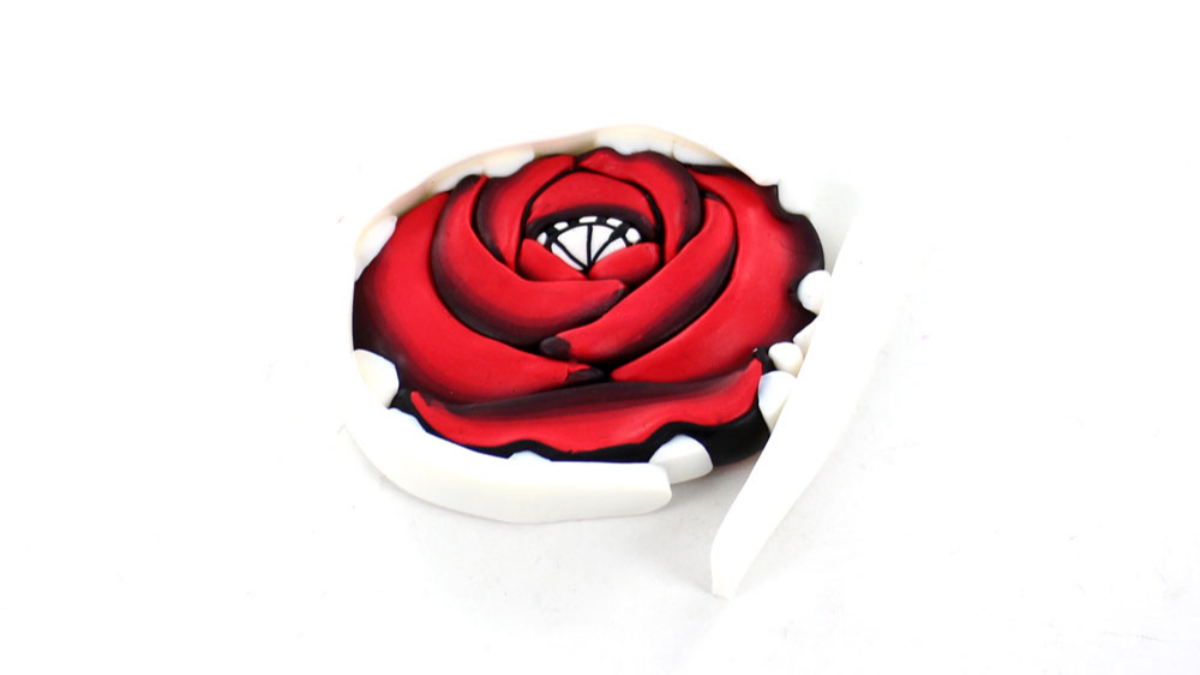 Pink cane polymer clay earrings : Step 17