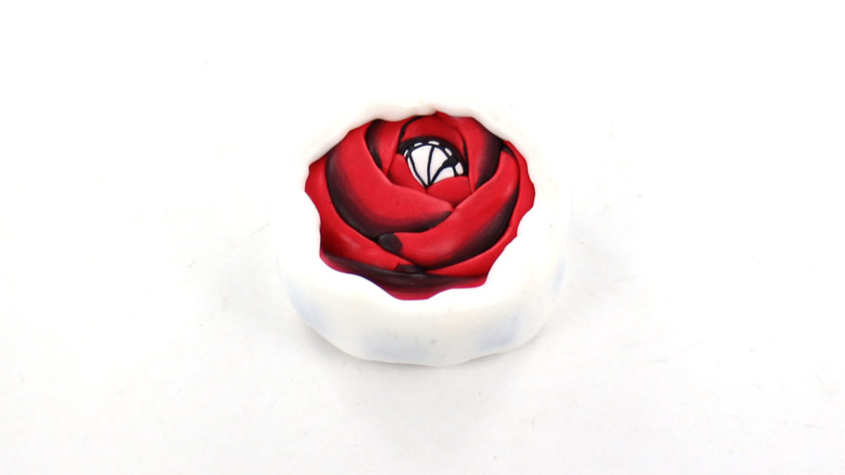 Pink cane polymer clay earrings : Step 18