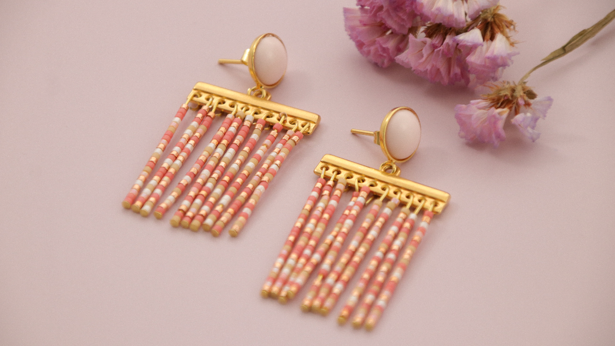 Miyuki Delicas 11/0 beaded fringed earrings