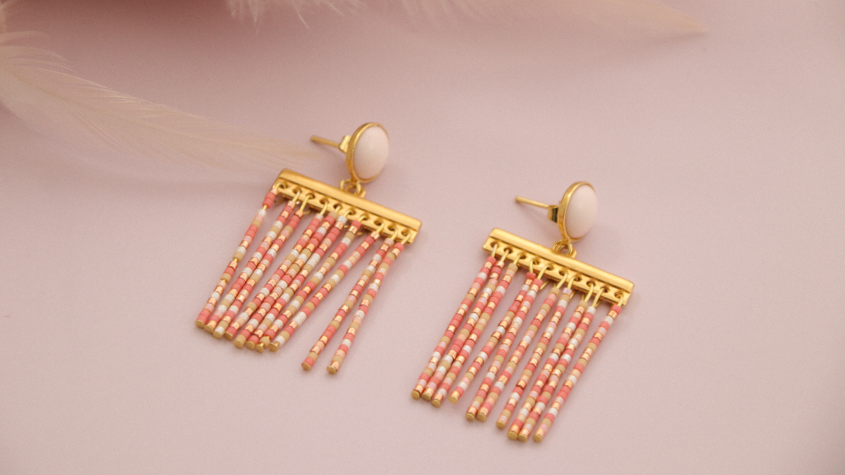 Schema Miyuki Delicas 11/0 beaded fringed earrings Schema Miyuki Delicas 11/0 beaded fringed earrings