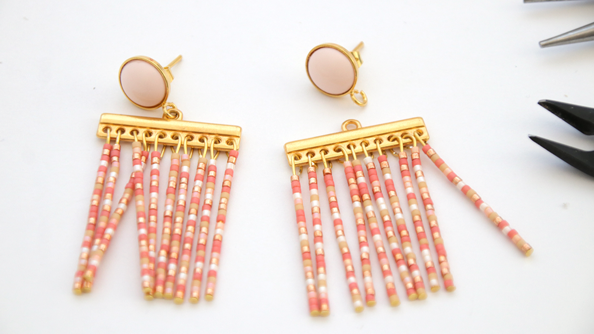 Miyuki Delicas 11/0 beaded fringed earrings : Step 5 Miyuki Delicas 11/0 beaded fringed earrings : Step 5