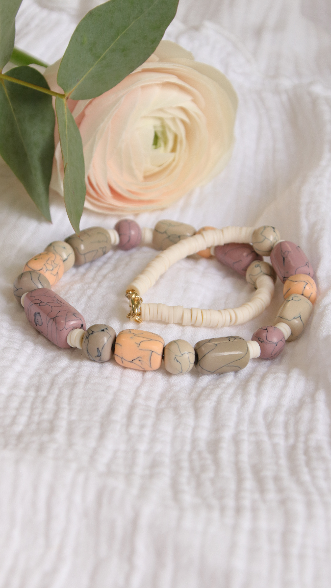 Schema DIY polymer clay necklace imitation howlite pastel beads Schema DIY polymer clay necklace imitation howlite pastel beads