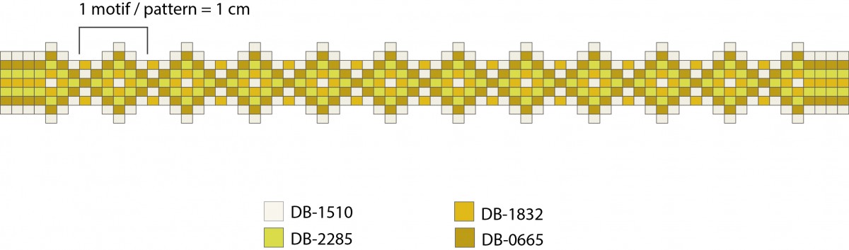Schema Miyuki loom bracelet with gold thread Schema Miyuki loom bracelet with gold thread