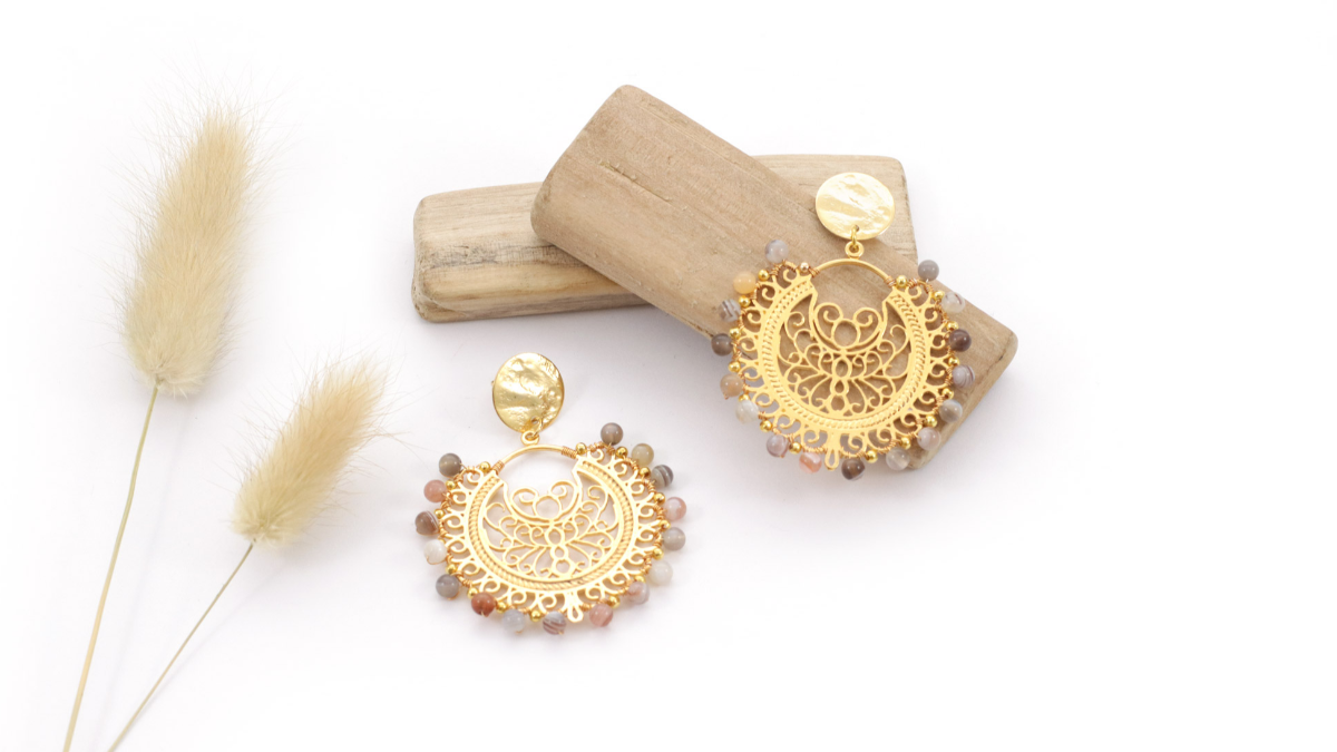 Gold Gipsy Earrings with Botswana Agates Tutorial