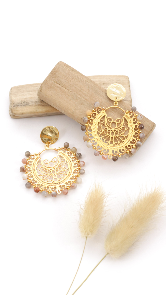 Schema Gold Gipsy Earrings with Botswana Agates Tutorial Schema Gold Gipsy Earrings with Botswana Agates Tutorial