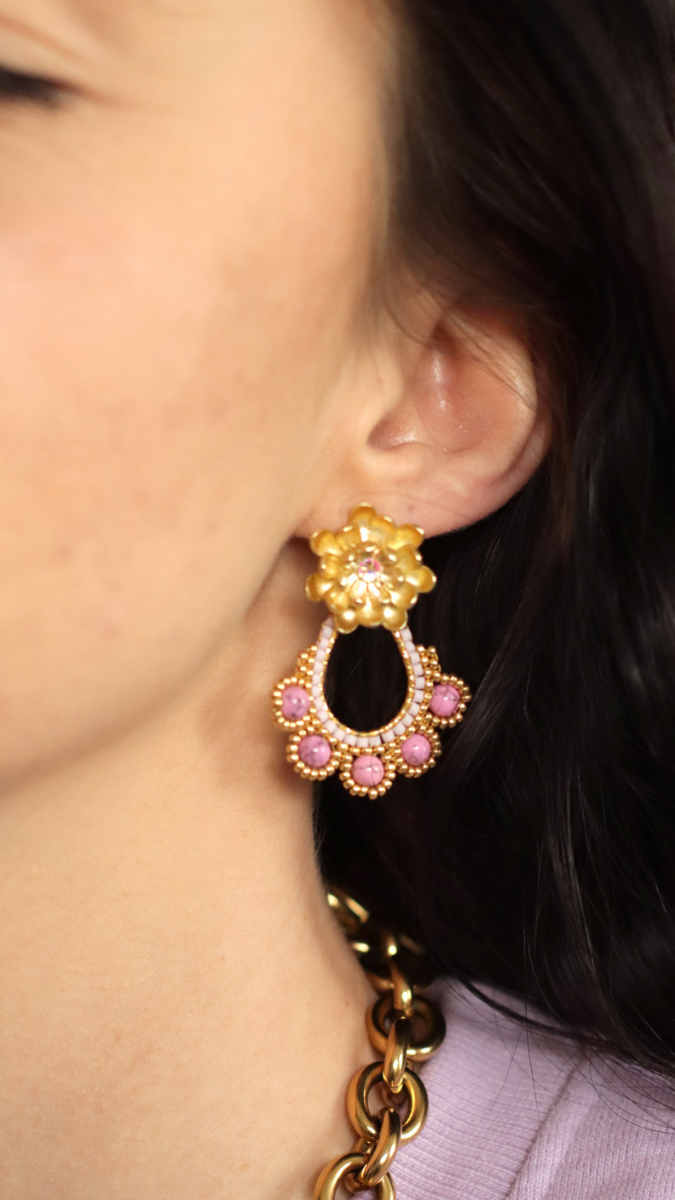 Schema  Miyuki Brick stitch flower weaving earrings tutorial