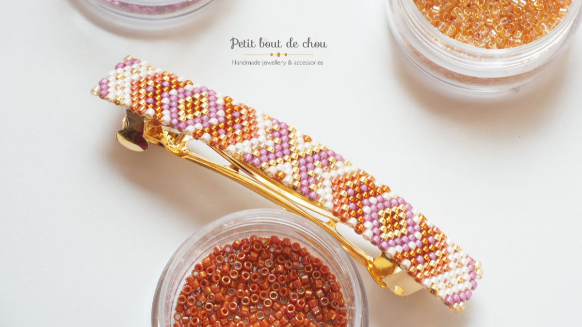 Miyuki peyote weave hair clip