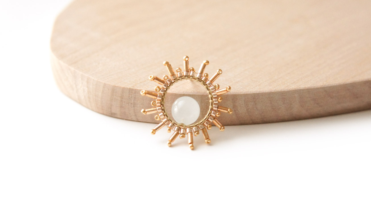 Schema  Miyuki Sun and Moonstone Brick Stitch Earrings