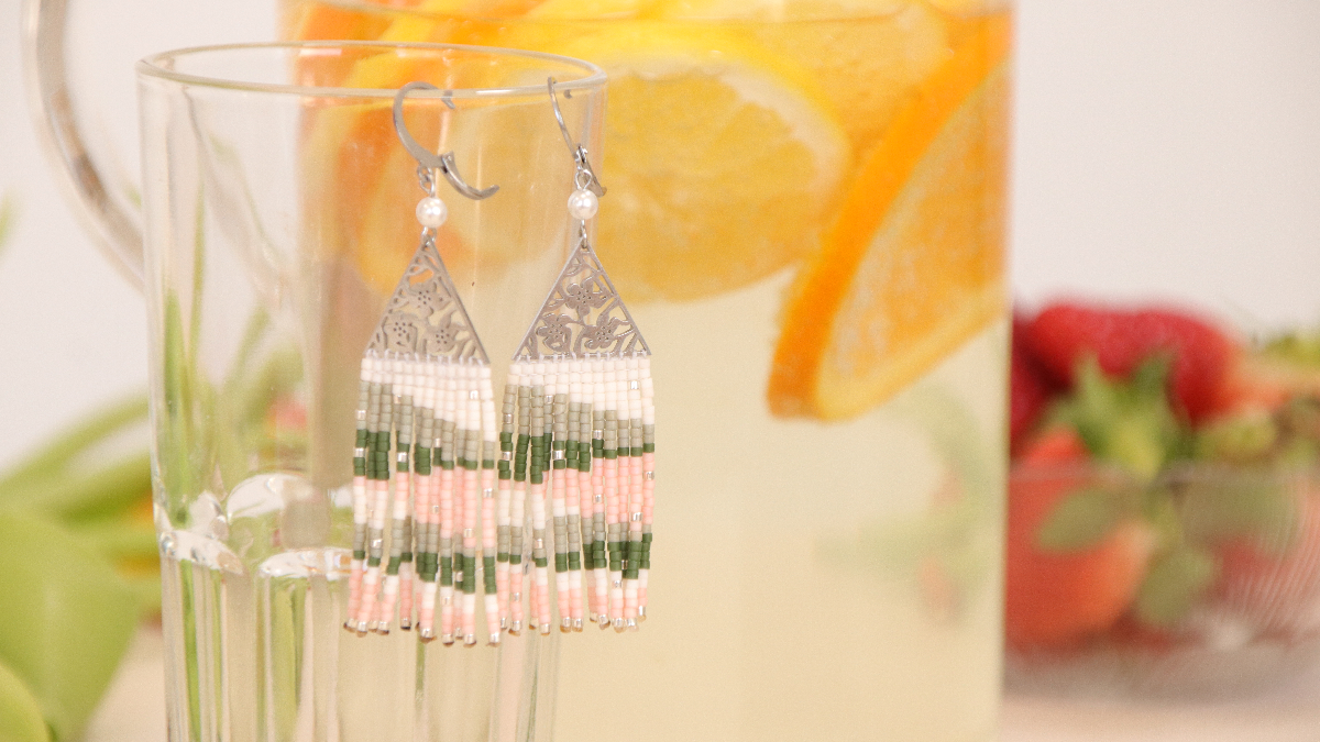 Schema  Miyuki fringed earrings with Linhasita macramé thread