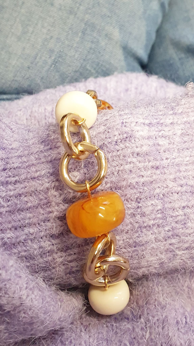 Schema  Gold plated bracelet with round resin beads