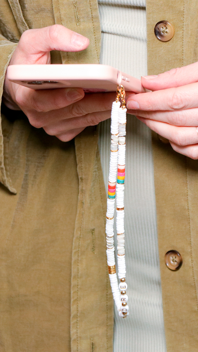 Schema  DIY 3 in 1 message jewel made of heishi shell and letter beads