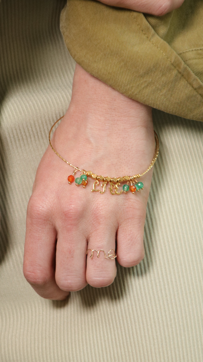 Schema Bracelet Jonc semainier diamanté gilded with fine gold alphabet charms Schema Bracelet Jonc semainier diamanté gilded with fine gold alphabet charms