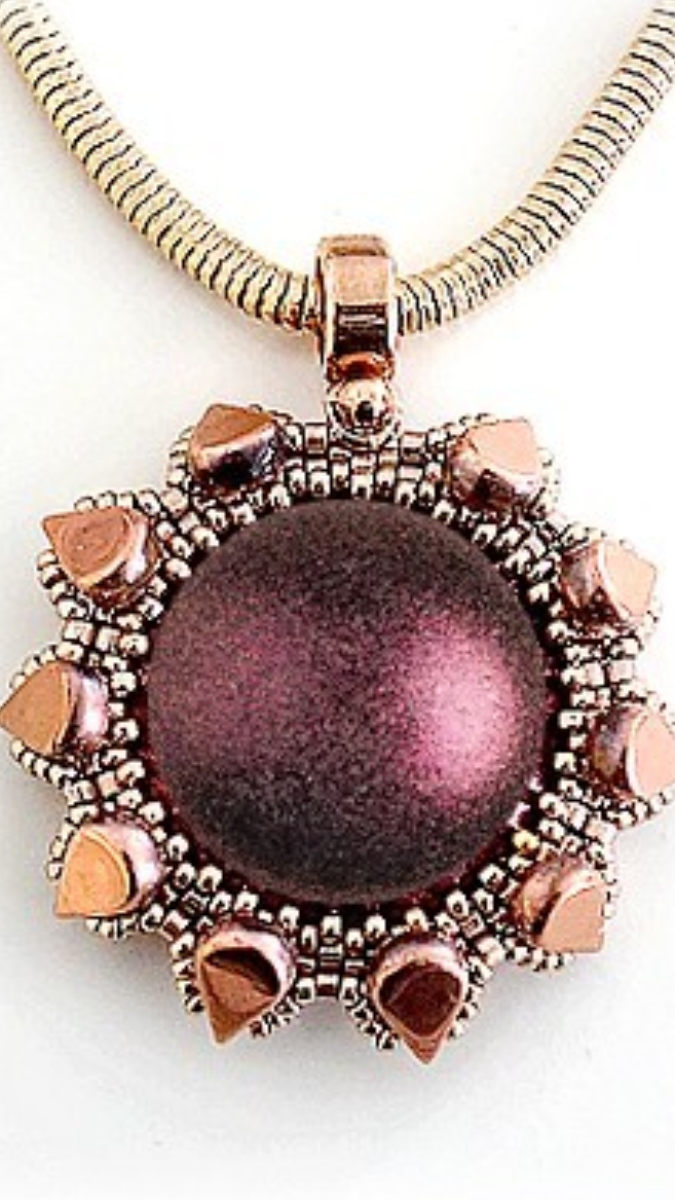 Schema  Betty pendant with Amos glass beads and cabochon by Puca