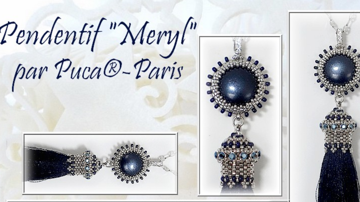 Schema  Meryl pendant with glass beads and cabochon by Puca