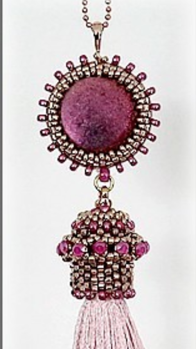 Schema  Meryl pendant with glass beads and cabochon by Puca