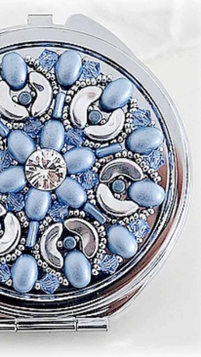 Schema  Garance glass beaded pocket mirror Light Blue by Puca