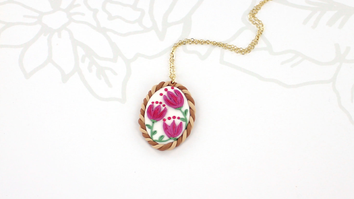 Polymer clay floral pendant