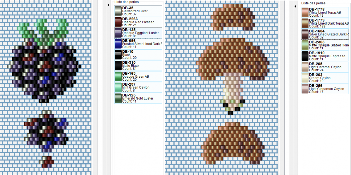 Schema  DIY blackberry and mushroom relief bead weaving magnet Miyuki 11/0