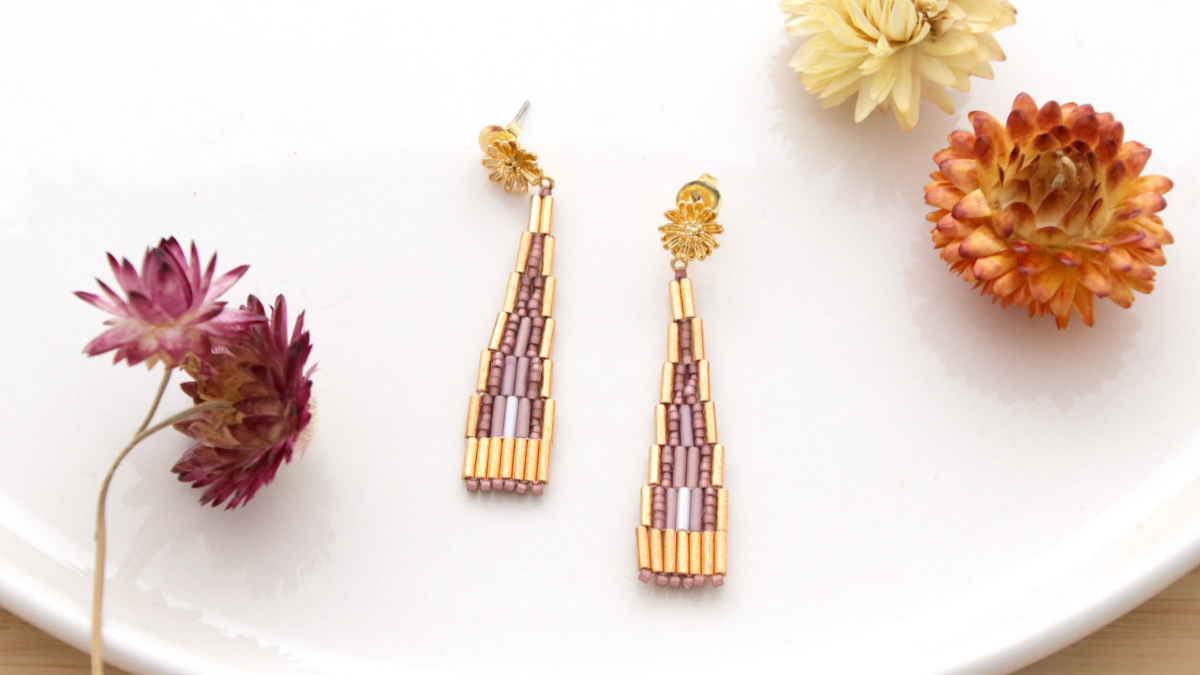 Miyuki Brick Stitch Bugles Earrings