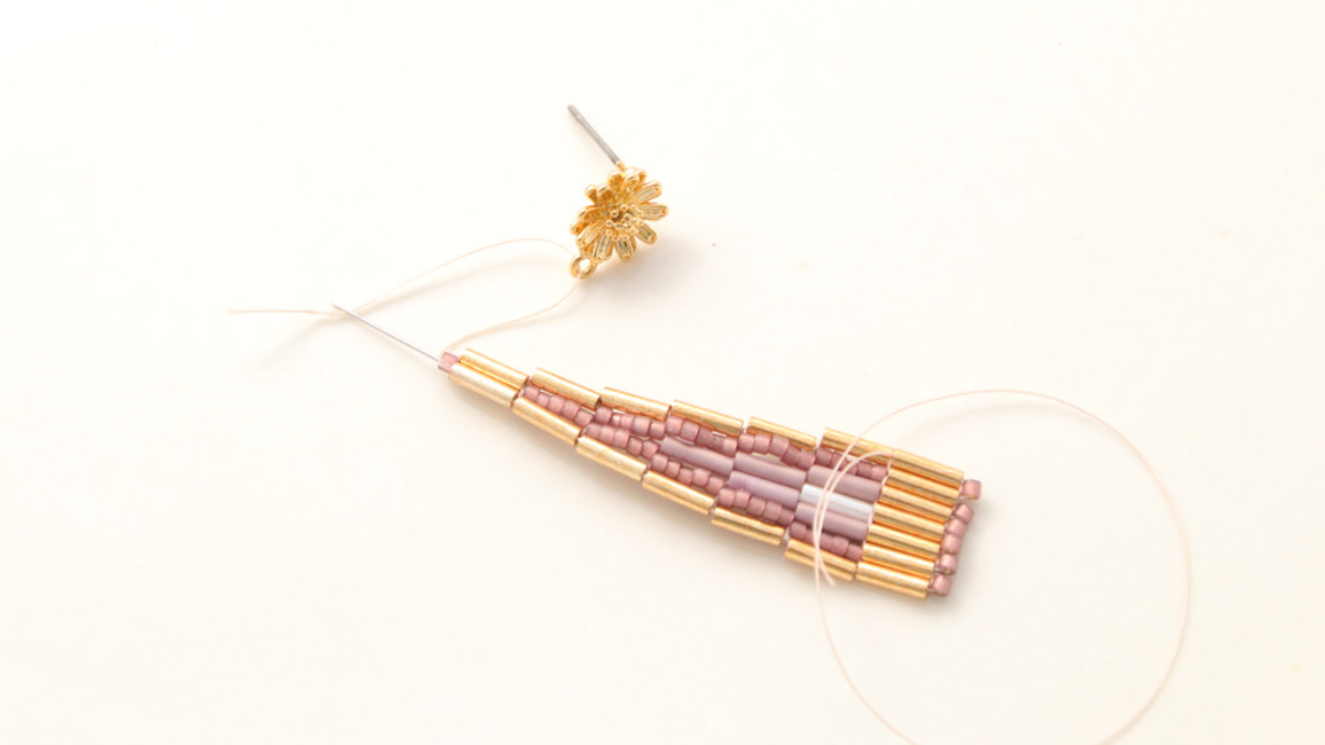 Miyuki Brick Stitch Bugles Earrings : Step 14