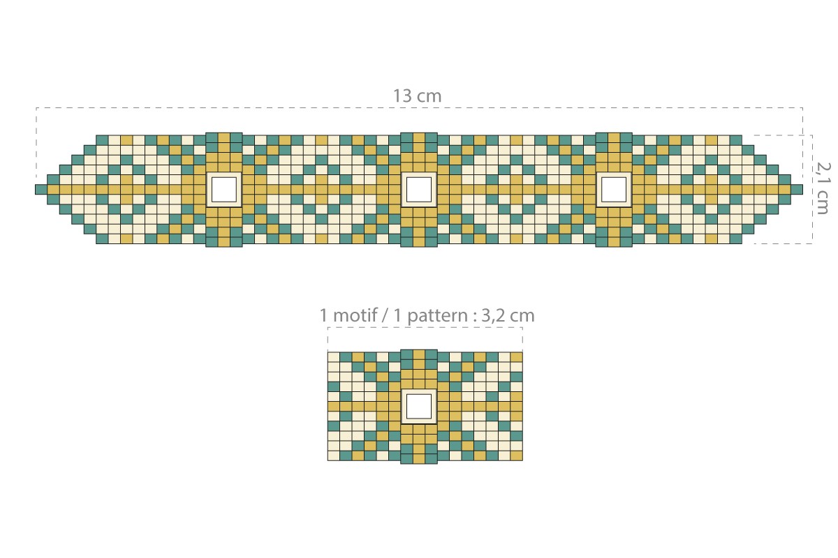 Schema Miyuki Delicas 10 Loom Weaving Grid with Rhinestone Inlay Schema Miyuki Delicas 10 Loom Weaving Grid with Rhinestone Inlay