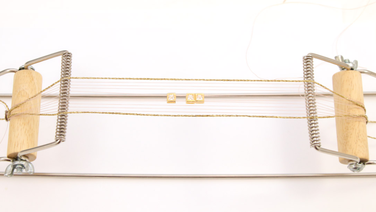 Miyuki Delicas 10 Loom Weaving Grid with Rhinestone Inlay : Step 2 Miyuki Delicas 10 Loom Weaving Grid with Rhinestone Inlay : Step 2