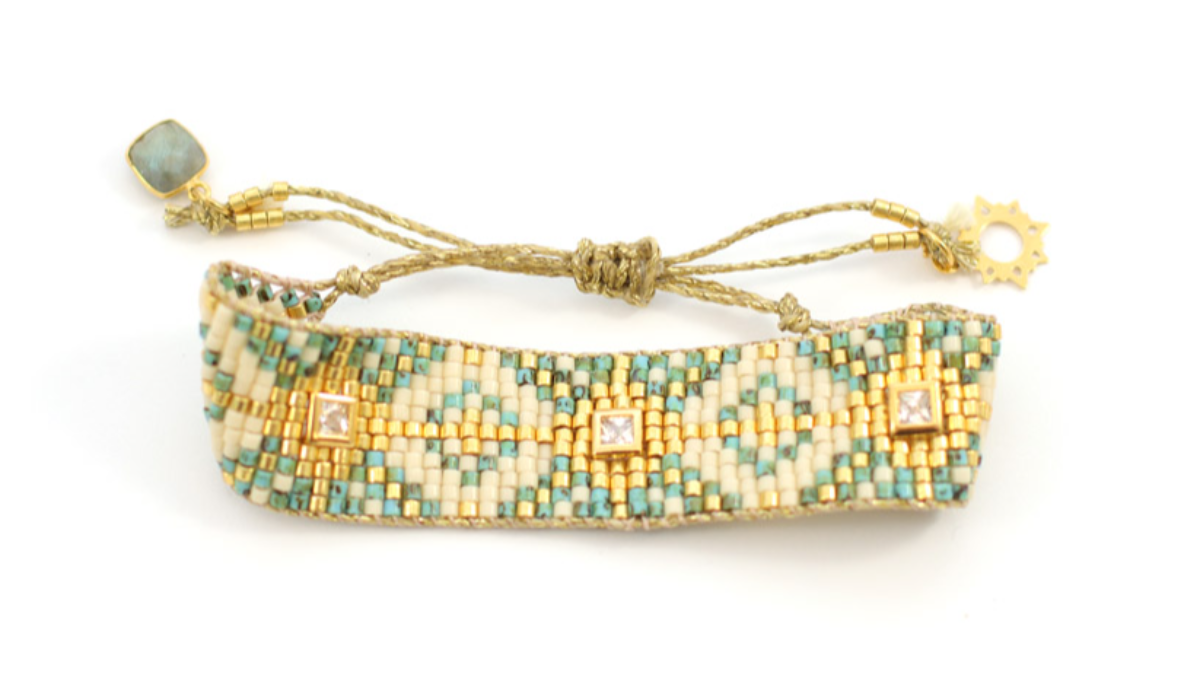 Miyuki Delicas 10 Loom Weaving Grid with Rhinestone Inlay : Step 19 Miyuki Delicas 10 Loom Weaving Grid with Rhinestone Inlay : Step 19