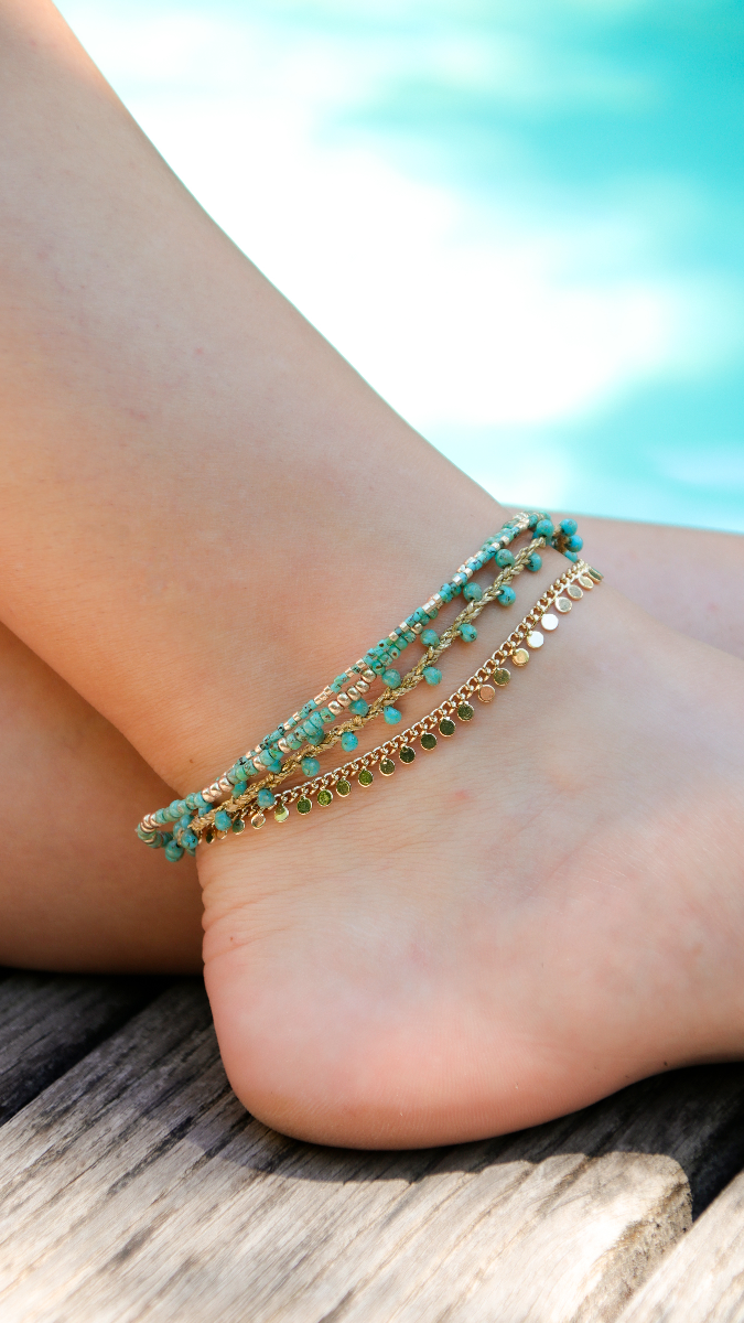 Schema  Anklet with fancy chain and Miyuki beads