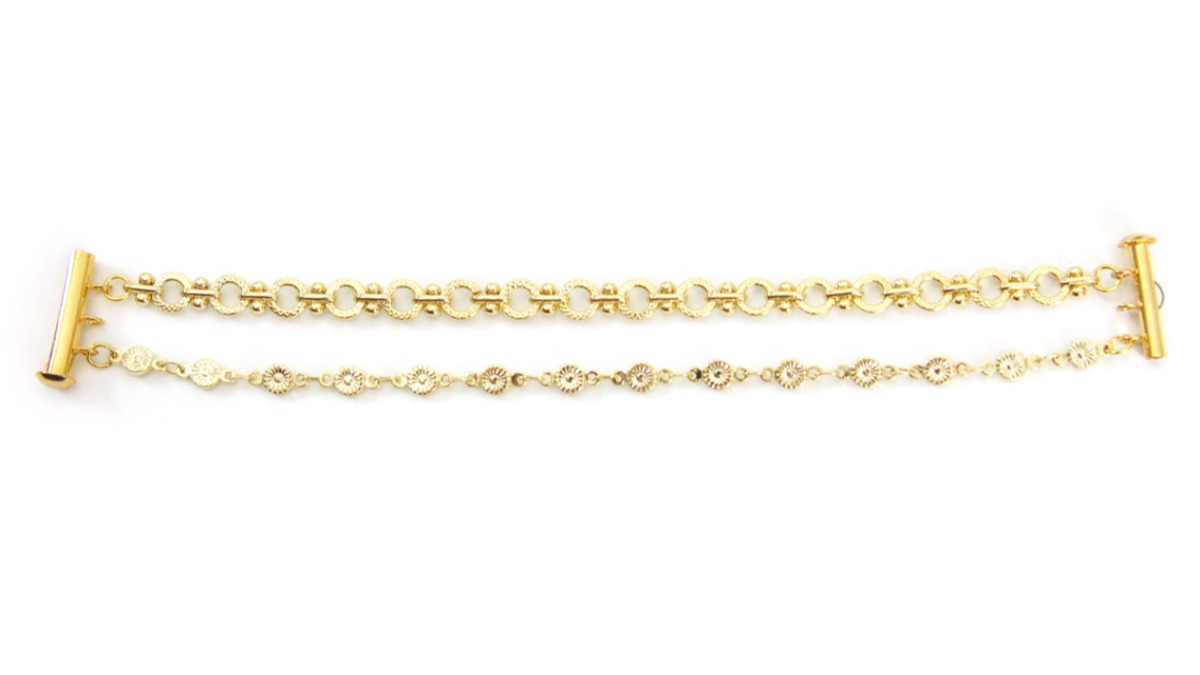 Tuto Necklace Multirangs with blue striped seed beads and fancy chains : Step 8 Tuto Necklace Multirangs with blue striped seed beads and fancy chains : Step 8