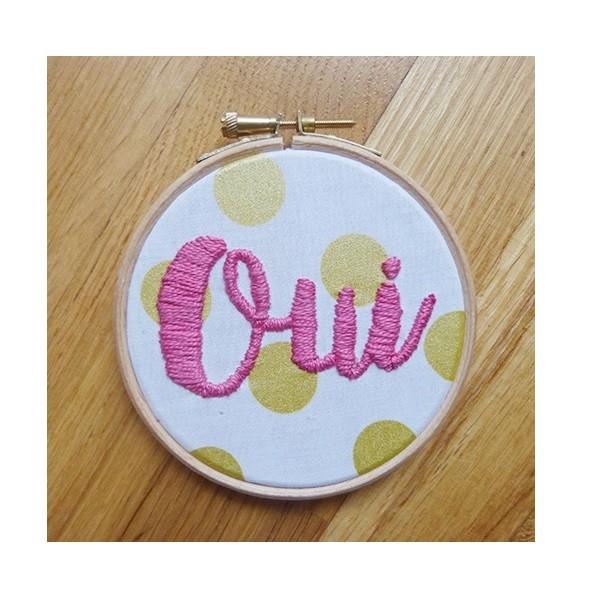 Schema  DIY embroidery - words embroidered on a drum
