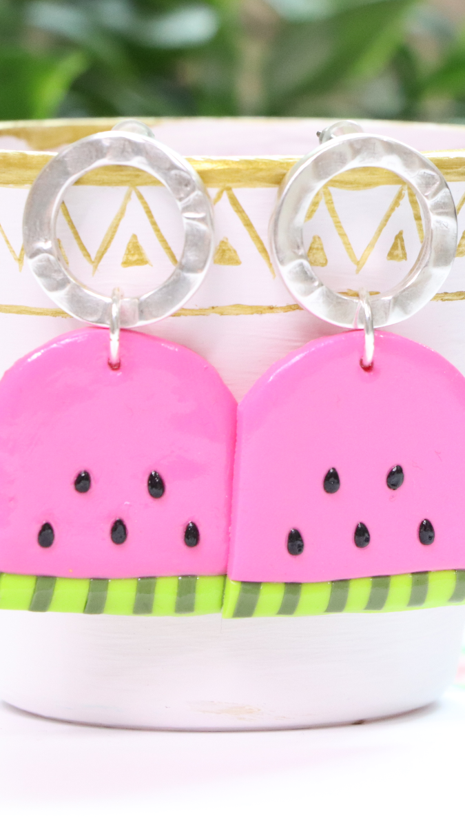Schema  Watermelon earrings made of polymer clay