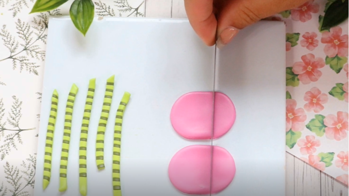 Watermelon earrings made of polymer clay : Step 9