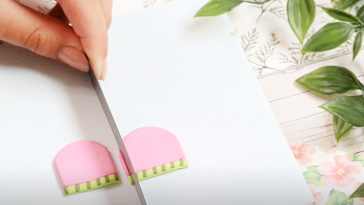 Watermelon earrings made of polymer clay : Step 11