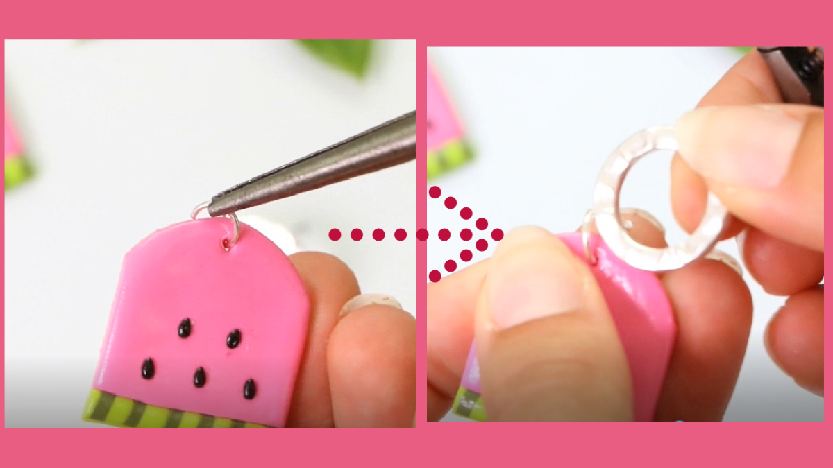 Watermelon earrings made of polymer clay : Step 18